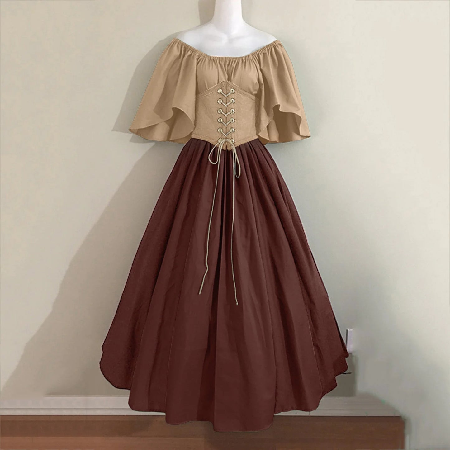 UPPADA Womens Renaissance Faire Dresses Medieval Irish Traditional plus Size Dresses Ruffle over Dress Corset Retro Cosplay Gown